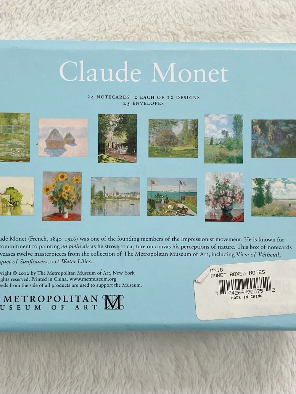 Claude Monet Notecard Box MET Museum 20 Cards 23 Envelopes
